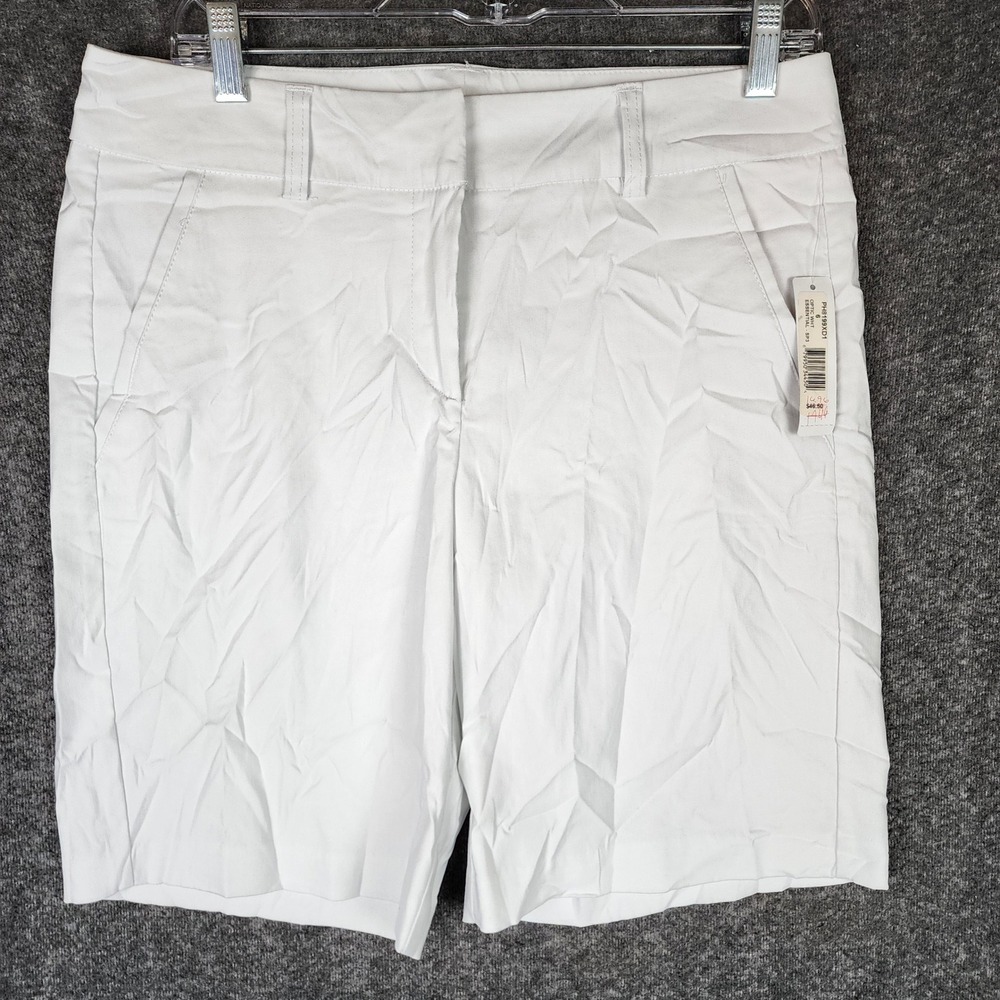 New Directions Shorts Womens 6 Essential Optic Wht PH8199XD1 White Stretch NEW